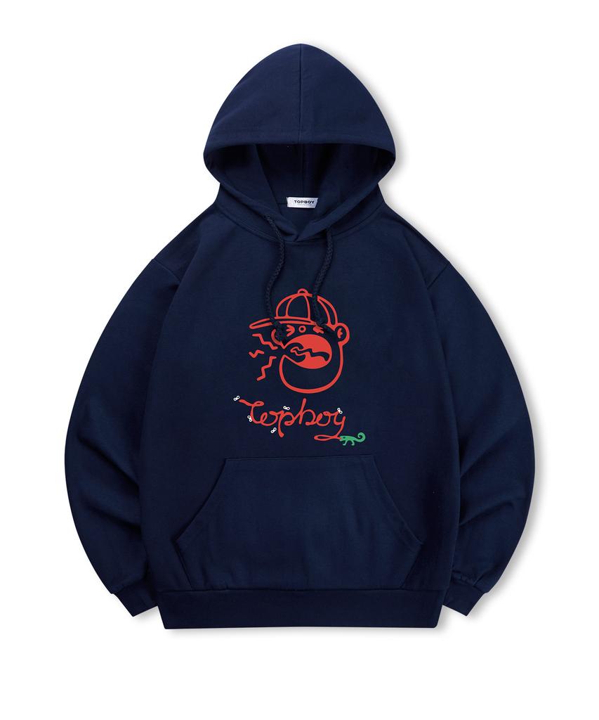 [Non-Fleece Or Fleece-Lined] Big Mouth Print Hooded Sweatshirt (Type A)