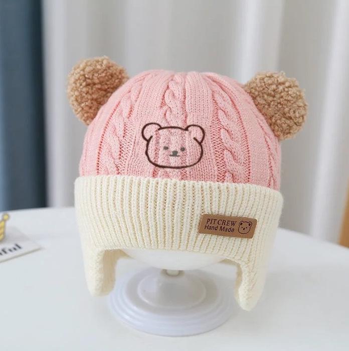 Koreańska Wełniana Czapka Dziecięca: Ciepła Jesienno-Zimowa Dzianina Chroniąca Uszy dla Chłopców i Dziewczynek