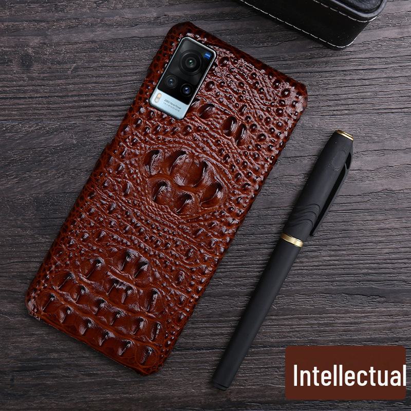 Genuine leather crocodile skull phone case for Vivo X90 Pro, X80, X60 Pro+.
