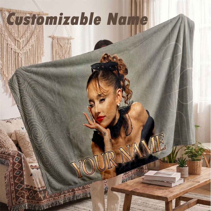 Custom Name Flannel Blanket,Ariana Grande Lightweight Warm Bed Blanket For Couch & Holiday Gift