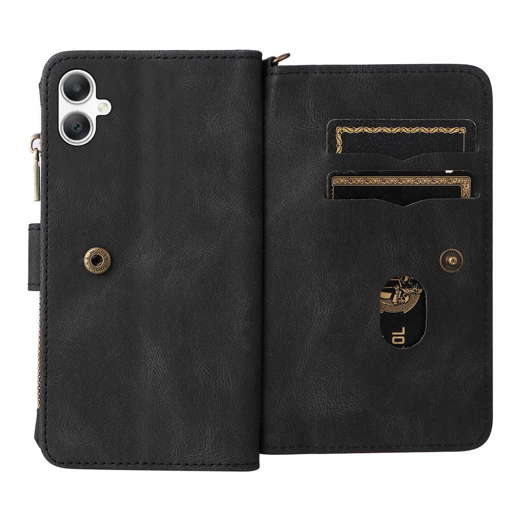For Samsung Galaxy A06 5G/Galaxy A06 4G Zipper Wallet Case with 15 Card Slots and Strap Leather Phone Cover
