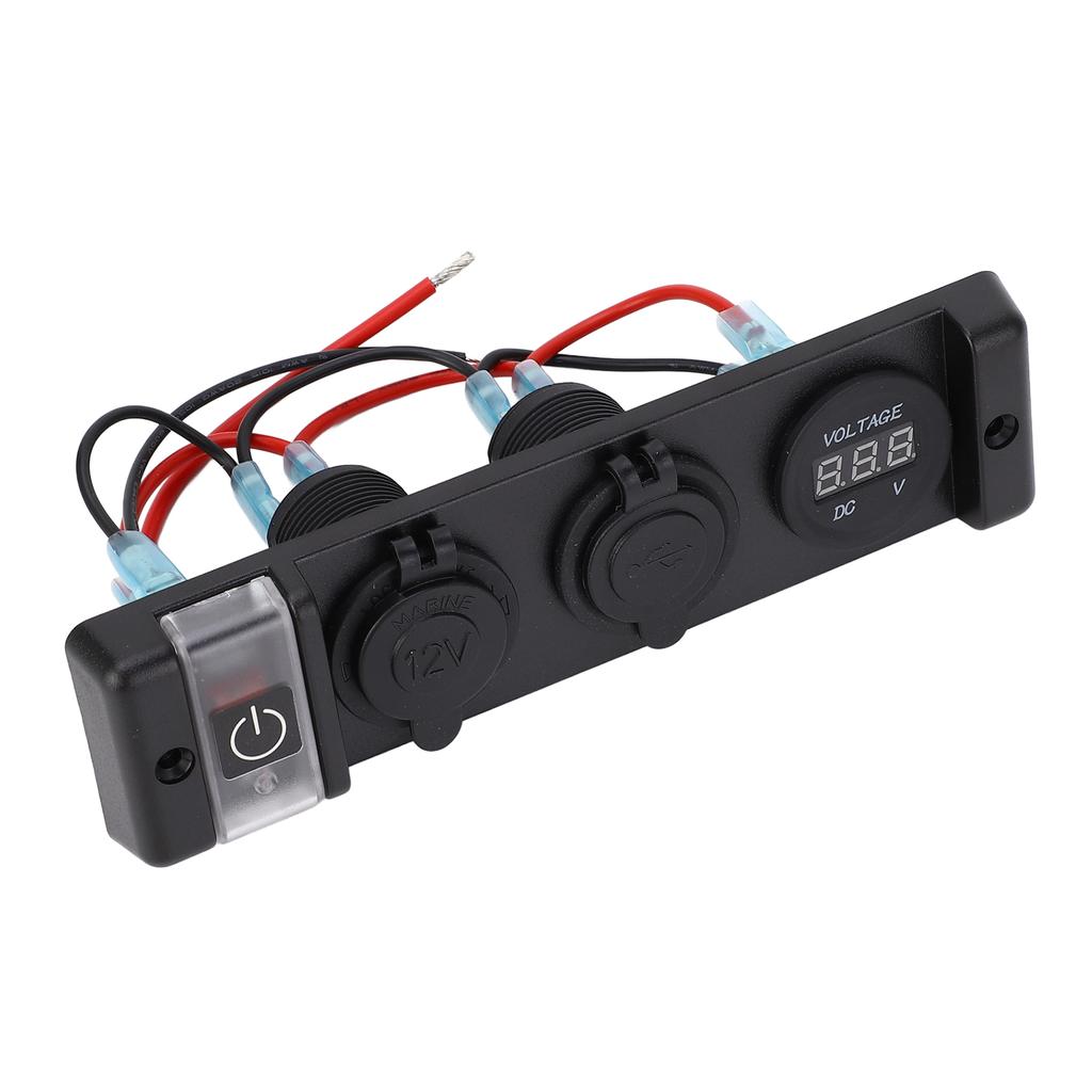 4 In 1 USB Cigarette Lighter Socket Panel LED Indication IP66 Waterproof Dual USB Socket Panel for