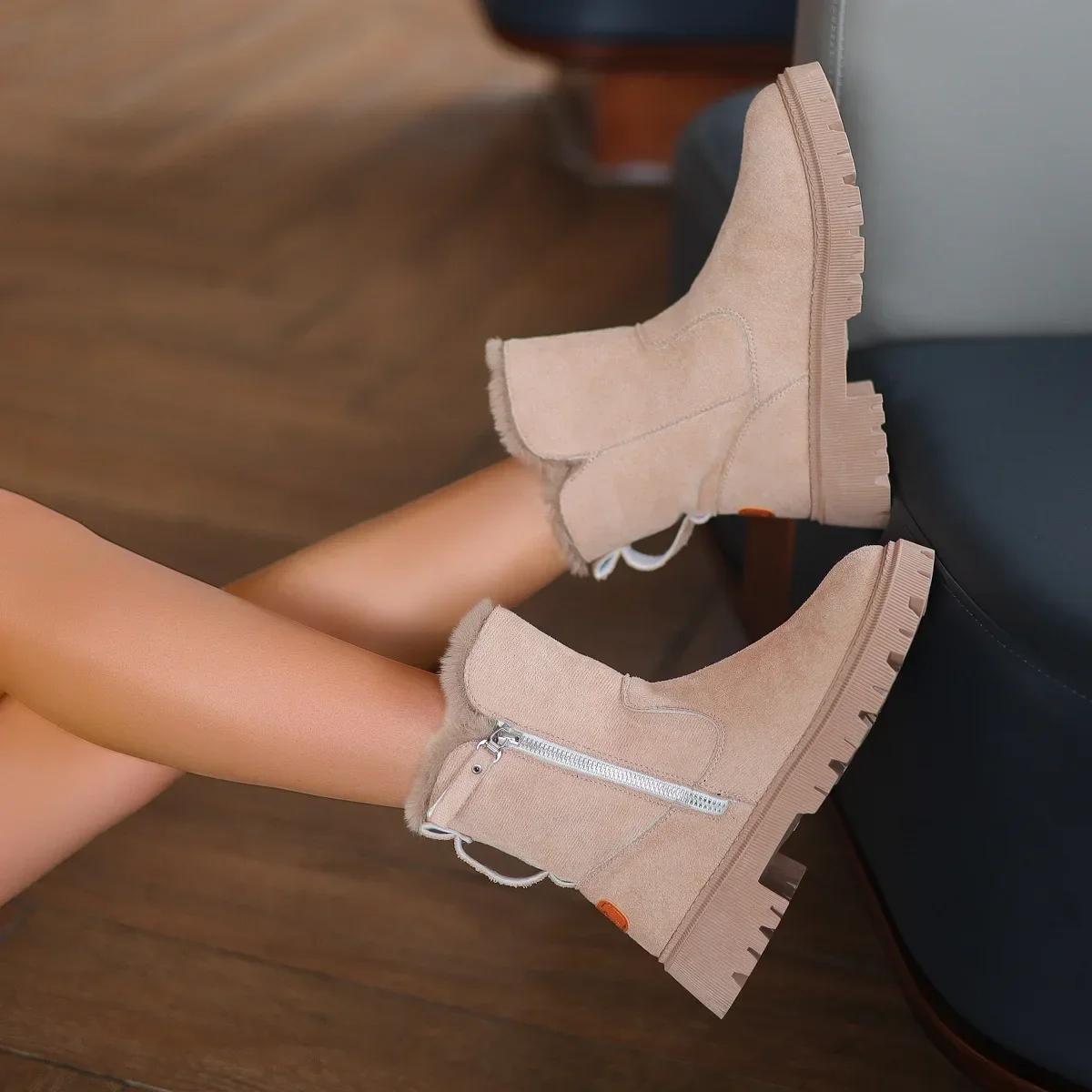 Полувысокие Элегантные Замшевые Туфли на Среднем Каблуке для Женщин До середины икры — фото 7