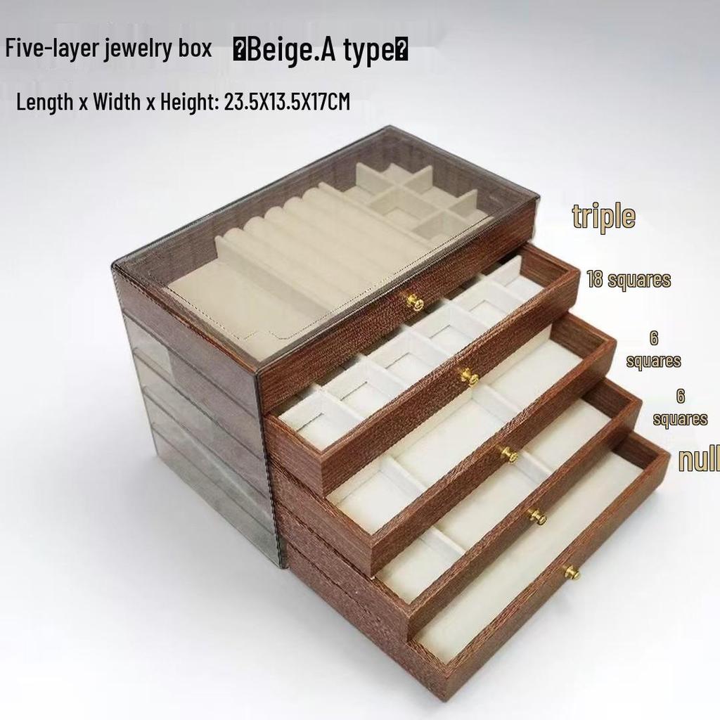 Retro Walnut Wood Jewelry Box: Organizer for Earrings, Rings, Bracelets, and Necklaces