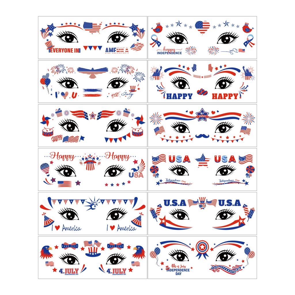 Independence Day Freckles Blush Face Sticker Flag Party Decoration Celebration Flag Tattoo Sticker