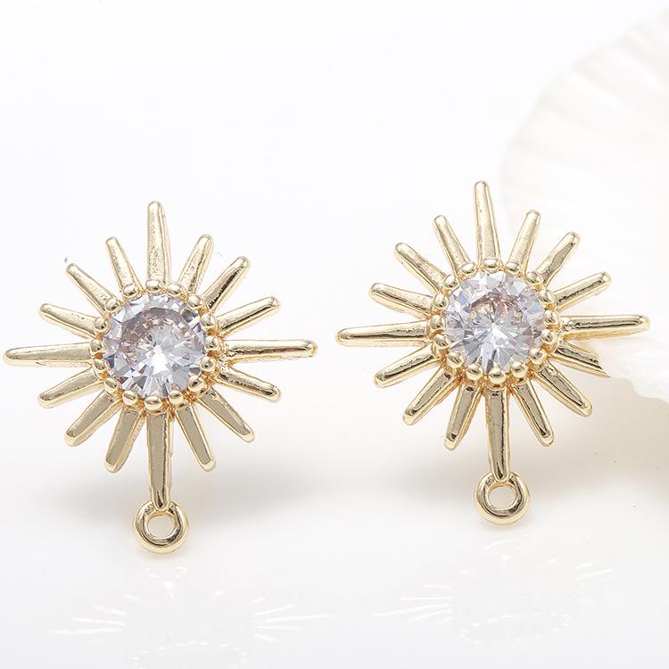 

925 Silver Needle Sunflower Zircon Earrings - DIY Jewelry Accessories H-4002