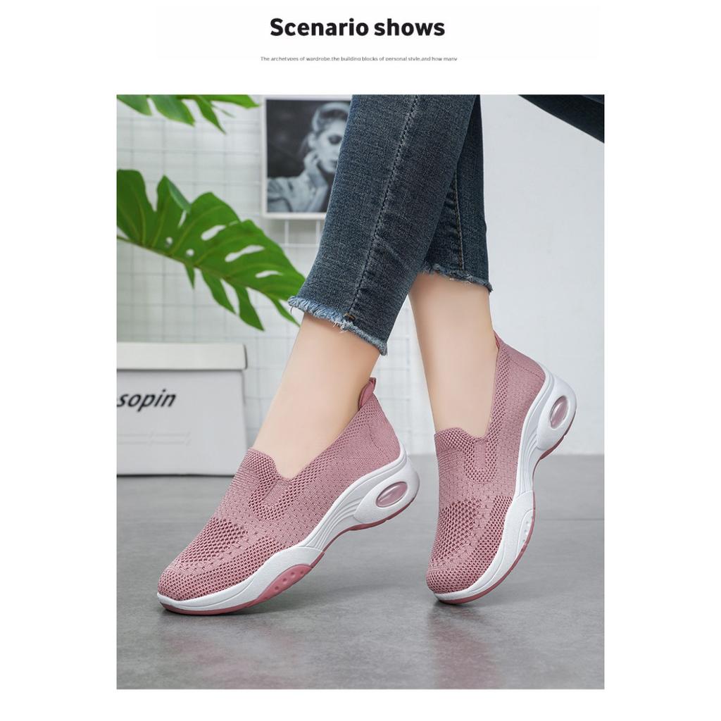 Women's Summer New Thick Soled Woven Fabric Shoes, Casual One Foot Sponge Shoes