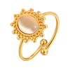 Beautiful Lace Oval Natural Stone Opening Ring for Women,Stainless Steel Wedding Rings,Unique Jewelry Party Mother's Day Gift