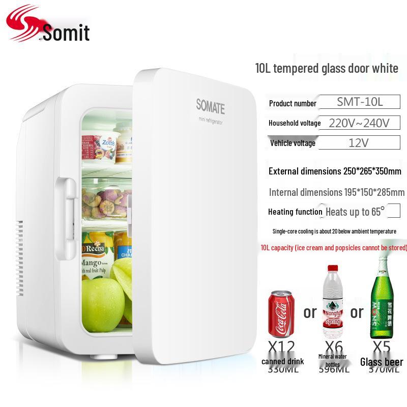 Somete 10L Mini Fridge: Compact Refrigerator for Dorm, Cosmetics, & Breast Milk Storage