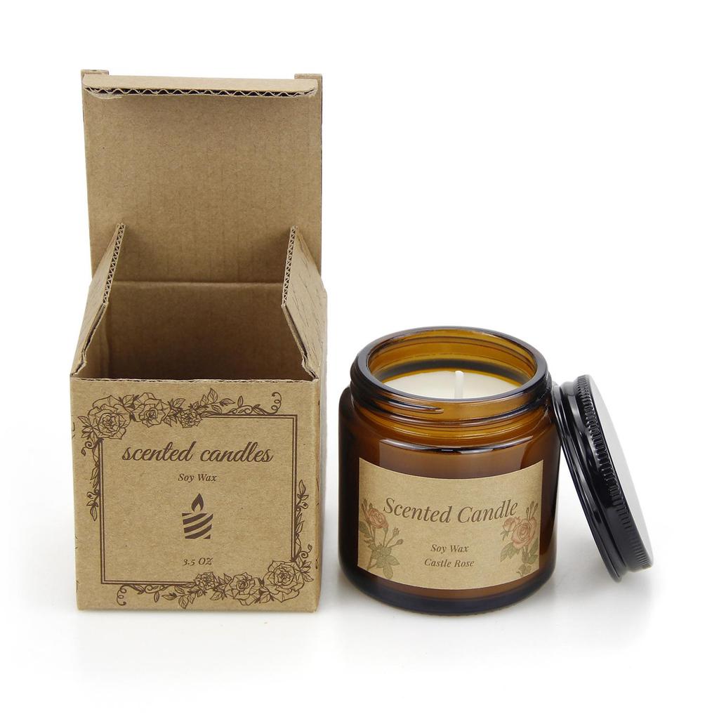 Soybean Wax Scented Candle In Brown Glass Bottle - Aroma Candle Ornament, Ins Style