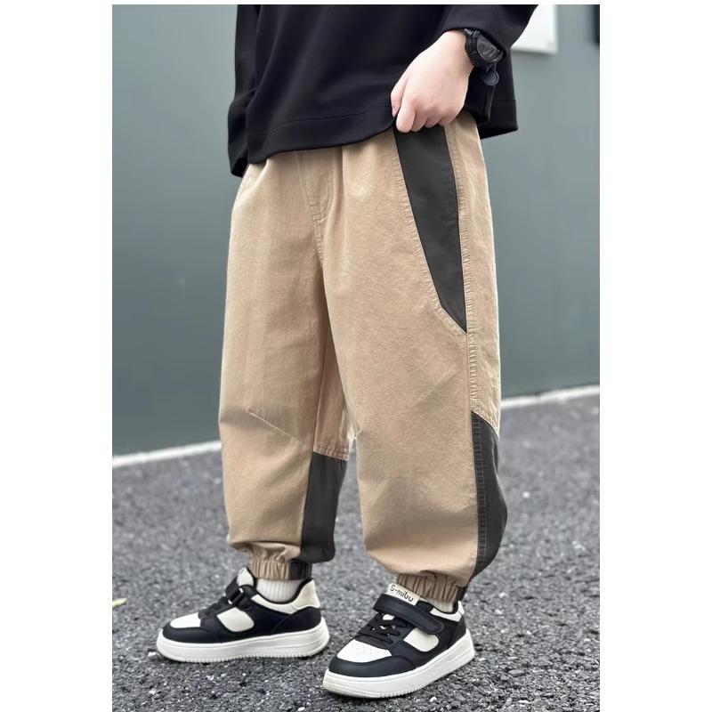 Spring Autumn Fashion Splicing Style Boys Pants Loose Patchwork Sport Overalls Cargo Trousers