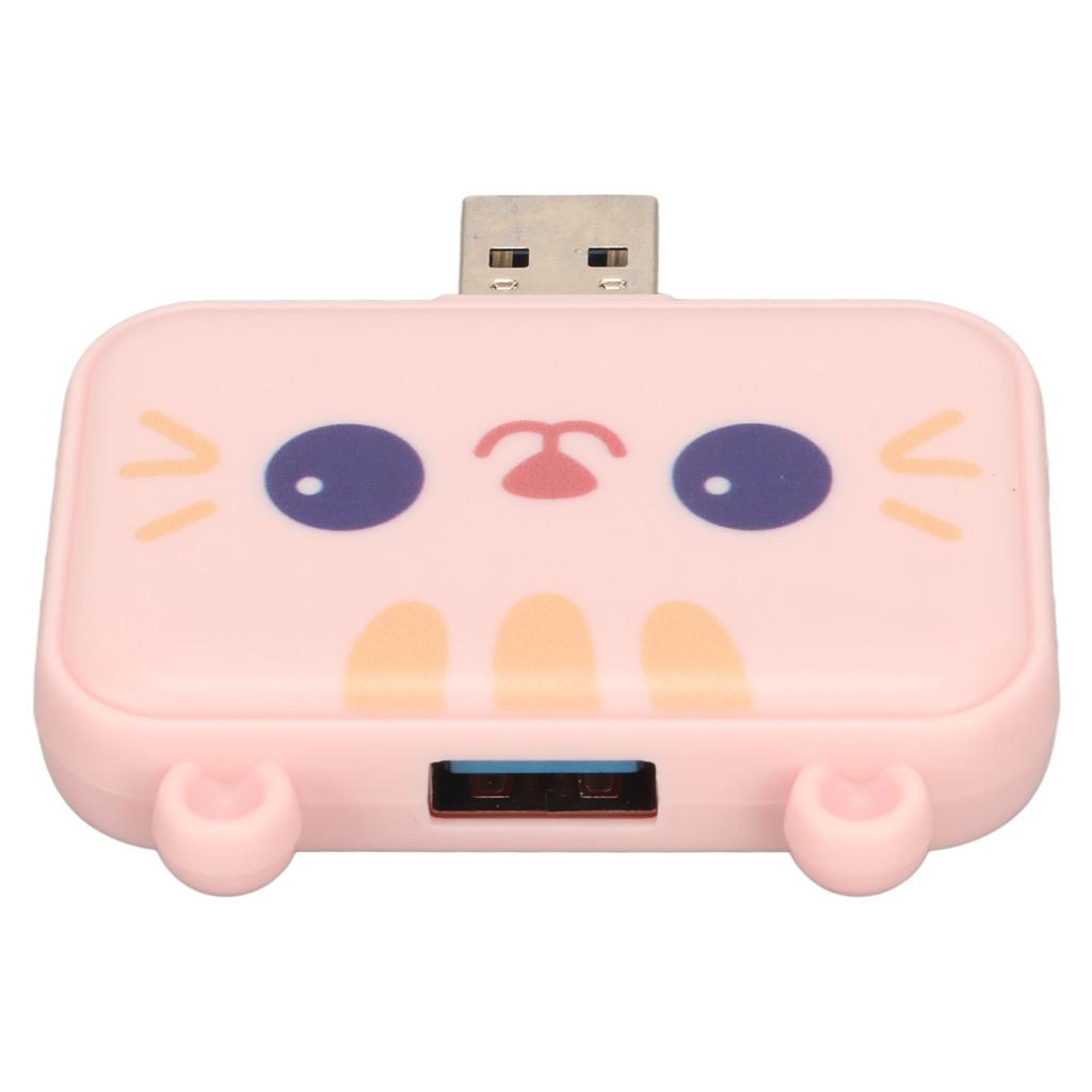 3 in 1 USB Hub Multifunction USB A to USB3.0 and 2 USB2.0 USB Port Expander for Mouse Keyboard Laptop PC Pink