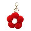 Lightweight Bag Decor Plush Flower Keychain for Handbags, Five-petal Charm, Metal Key Chain Fluffy Backpack Hanging Accessory Women