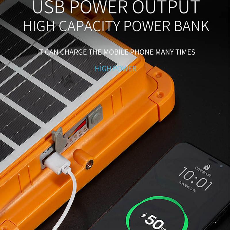 LED Solar Campinglaterne Wiederaufladbarer Outdoor-Flutlichtstrahler Wasserdicht Solare Stromversorgung Reparaturarbeiten Notlampe Powerbank