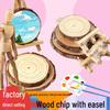 Easel with Pine Wood Slices for DIY Hand-Painting and Kindergarten Decorations