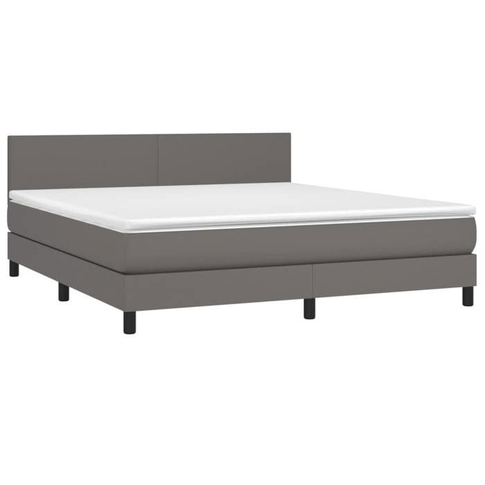 Maison Exclusive - Sommier à lattes de lit avec matelas Gris 180x200 cm Similicuir
