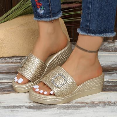 Sandales Compensées Vintage à Clous pour Femmes Sandales à Plateforme Talons Hauts d'Été Femme 43 Boucle Cheville Chaussures de Plage