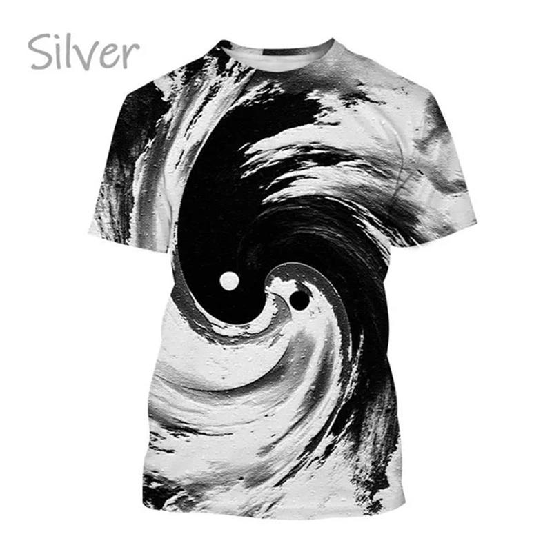 Summer Chinese Tai Chi Bagua Pattern T-shirt Men's Yin Yang Koi 3D Printed Top Shirt Cool Street Short Sleeve Clothing