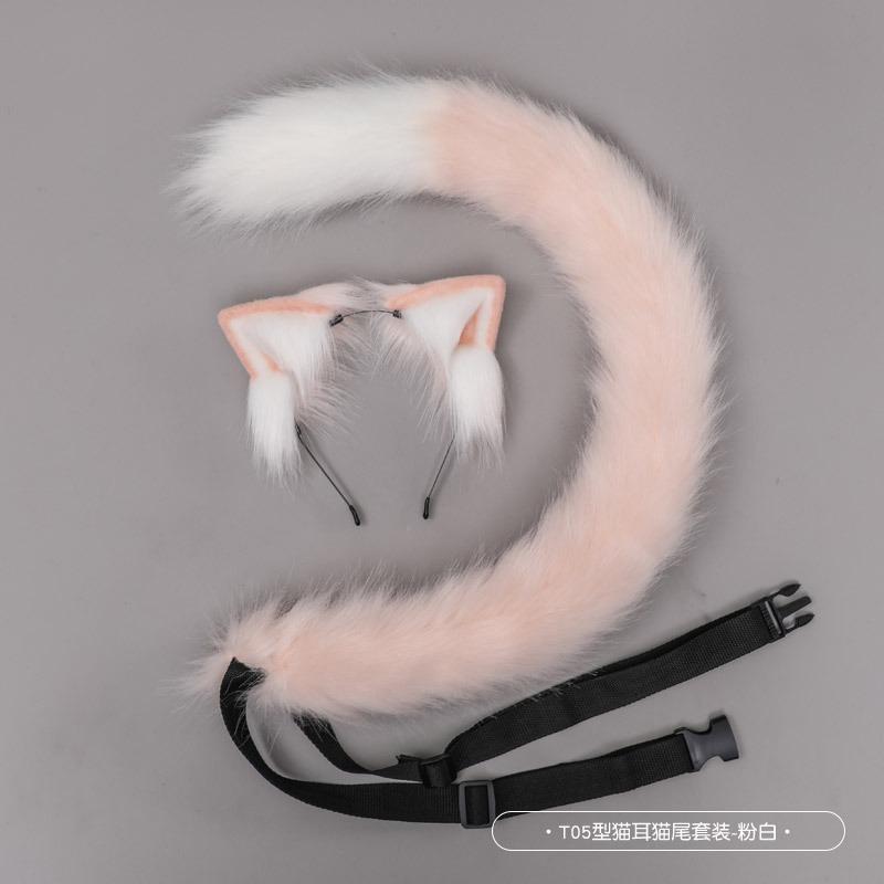 A handmade cosplay animal ear olita headdress J accessory Rem cat ear headband cat tail