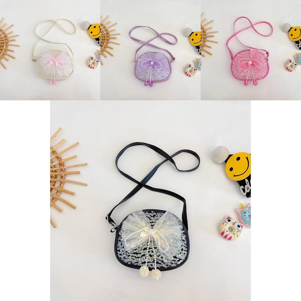 Adorable Ins Children's Bag Fashionable Cute Bow Sequin Little Round Bag For Kids