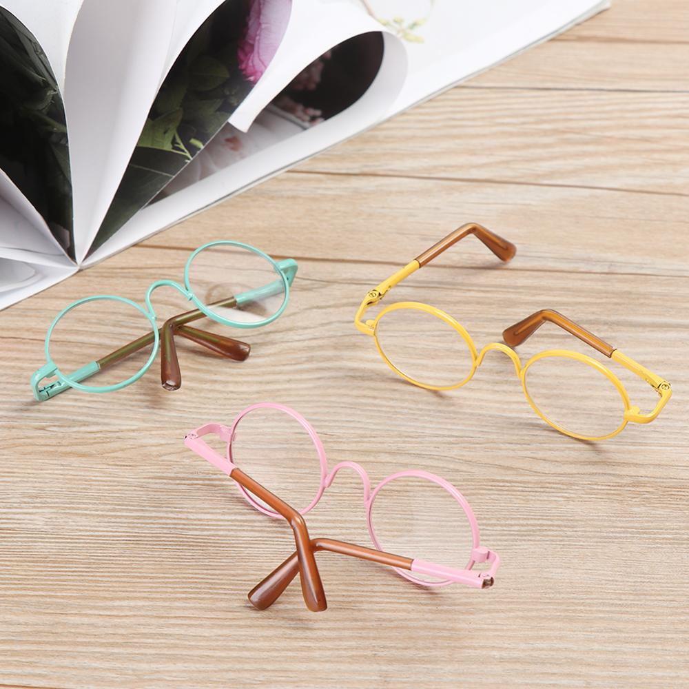 Fashion Small Eyeglass Toy Round-Shaped Clear Lens Miniature Eyewear Metal Frame Doll Glasses