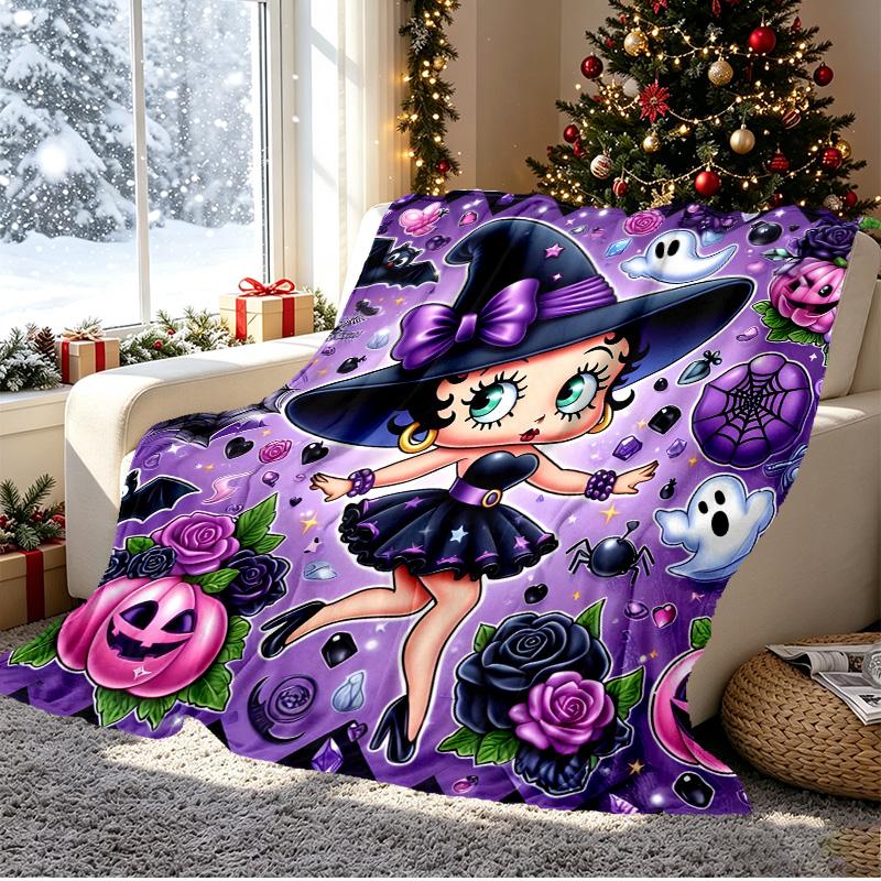 Betty Boop Pattern Blanket for Home Decoration, Bed, Sofa, Car Travel, Camping, Suitable for All Seasons, Birthday Christmas Gift