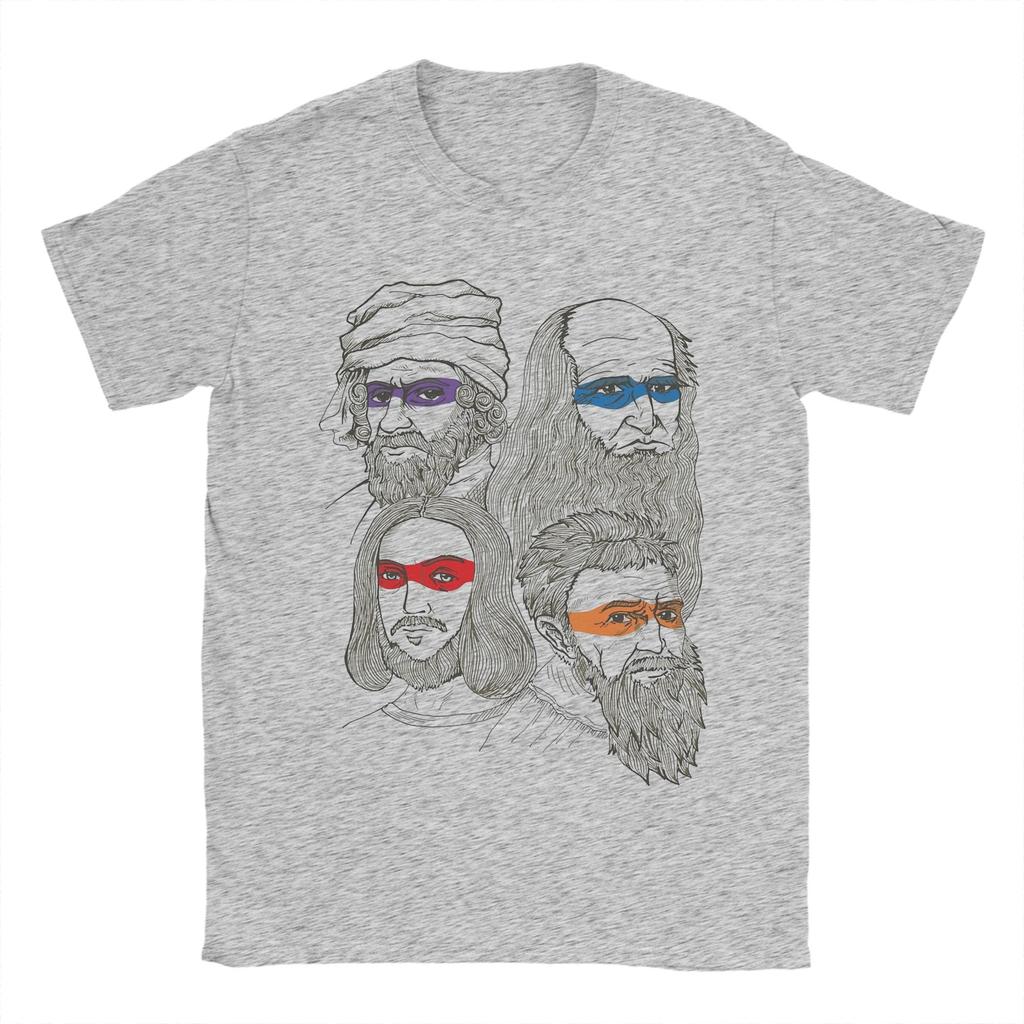 Herren T-Shirt Wissenschaft Schildkröten Lustig 100% Baumwolle T-Shirt Kurzarm Mutant Ninja Renaissance T-Shirts O-Ausschnitt Kleidung Klassisch