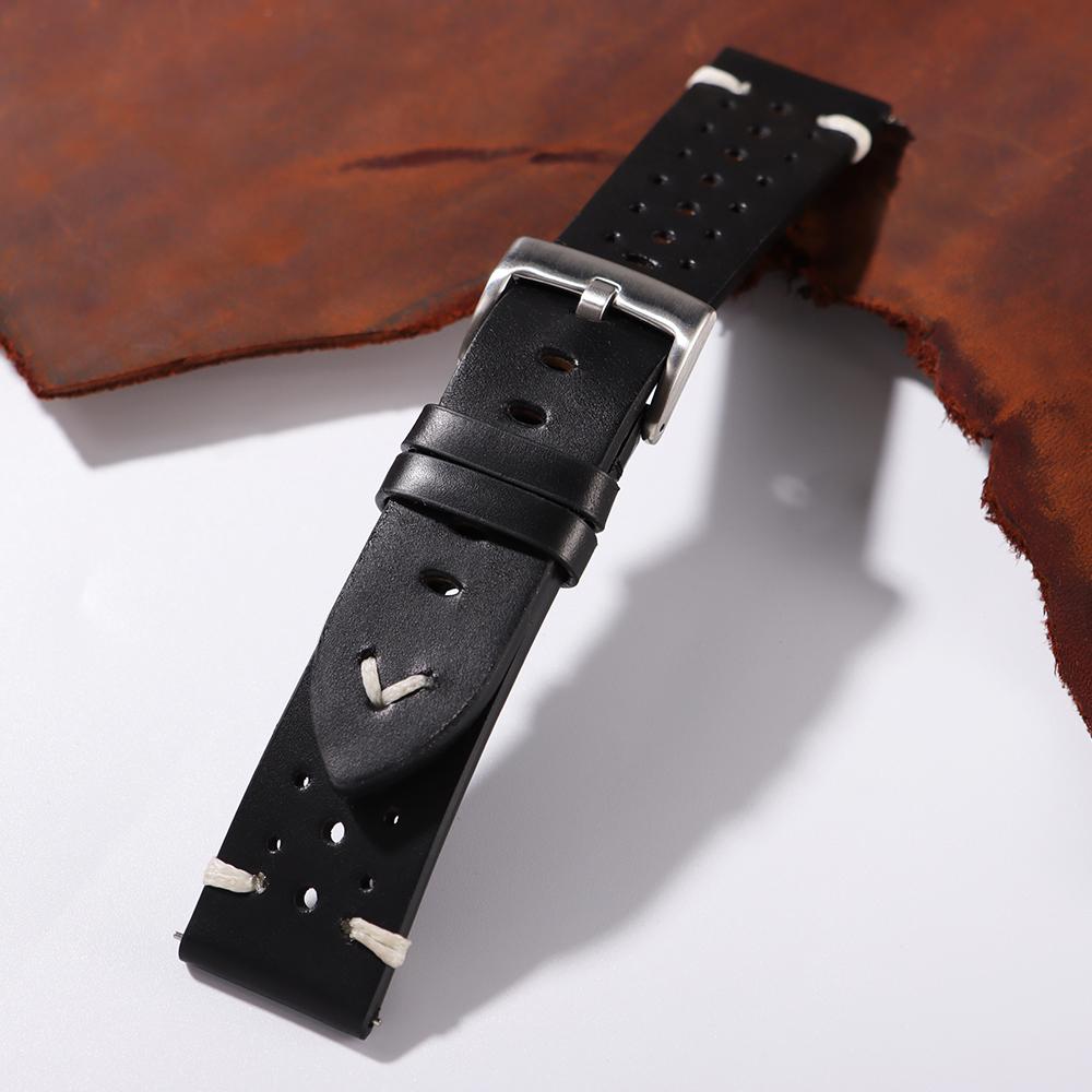 20mm 22mm Prémiový Originální Olejový Vosk Měnící Barvu Kožený Řemínek Rychloupínací Retro Řemínek z Telecí Kůže Univerzální Řemínky pro Muže Ženy