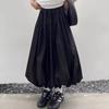 Women Casual Solid Color Long Lantern Skirt With Pocket Personality Elastic Waist Flower Bud A-line Skirt QT2307