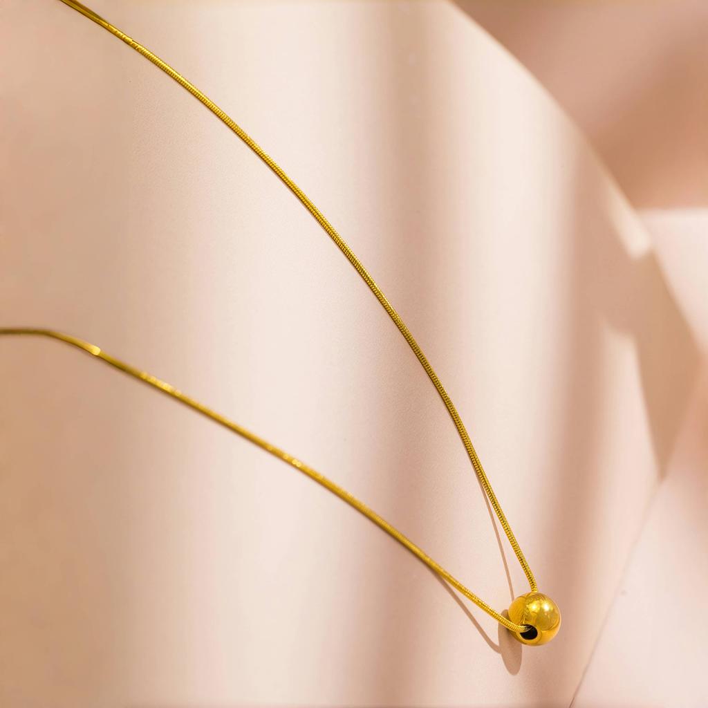 Minimalism Stainless Steel Round Bead Necklace Handmade Chain Collar Necklace Tarnish Resistant Jewelry for Women
