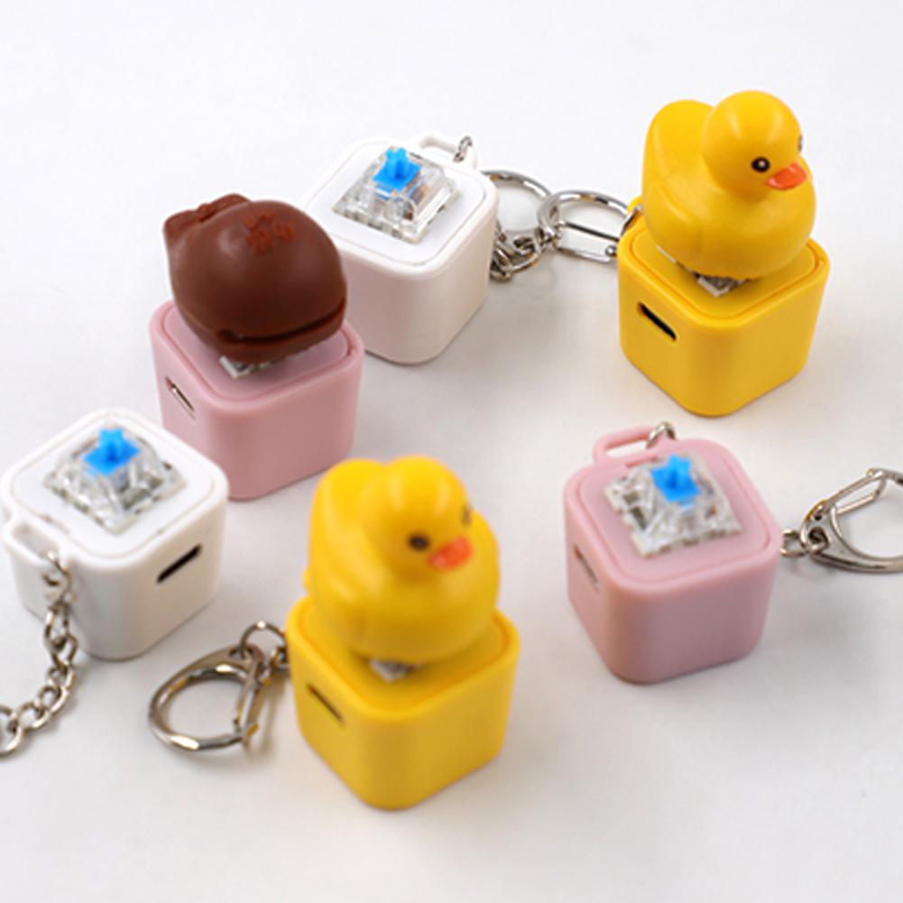 Keycap Style Cute Little Yellow Duck keycaps Keychain Personality Key Cap for Mechanical Keyboard Cherry MX Axis 3D Design