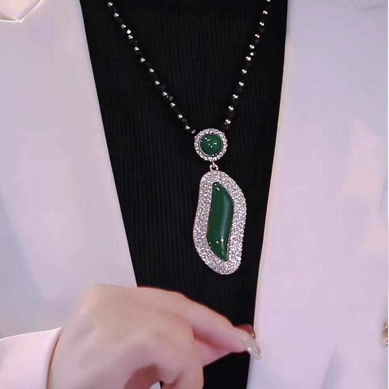 Micro-inlaid diamond jasper beauty waist necklace fashion high sense light luxury original design sweater chain