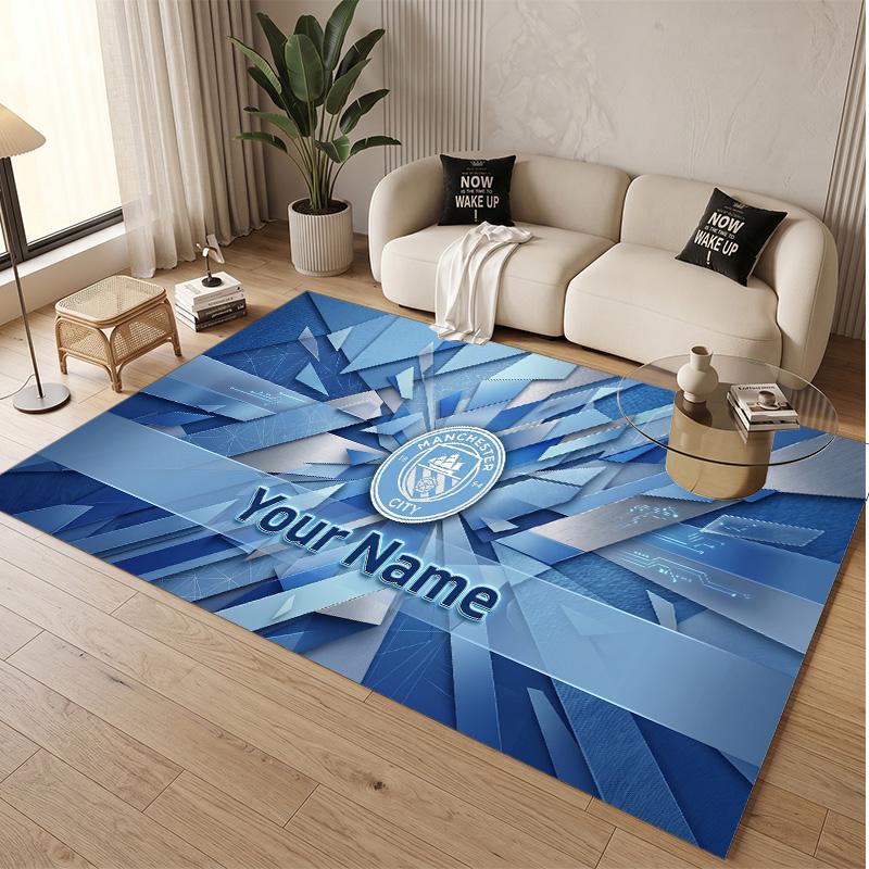 Personalized Crystal Velvet Carpet Manchester City Pattern Non Slip Floor Rug