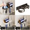 Aluminum Bathroom Wall Mount Hair Dryer Holder With Adhesive And Holes For Toilets And Showers