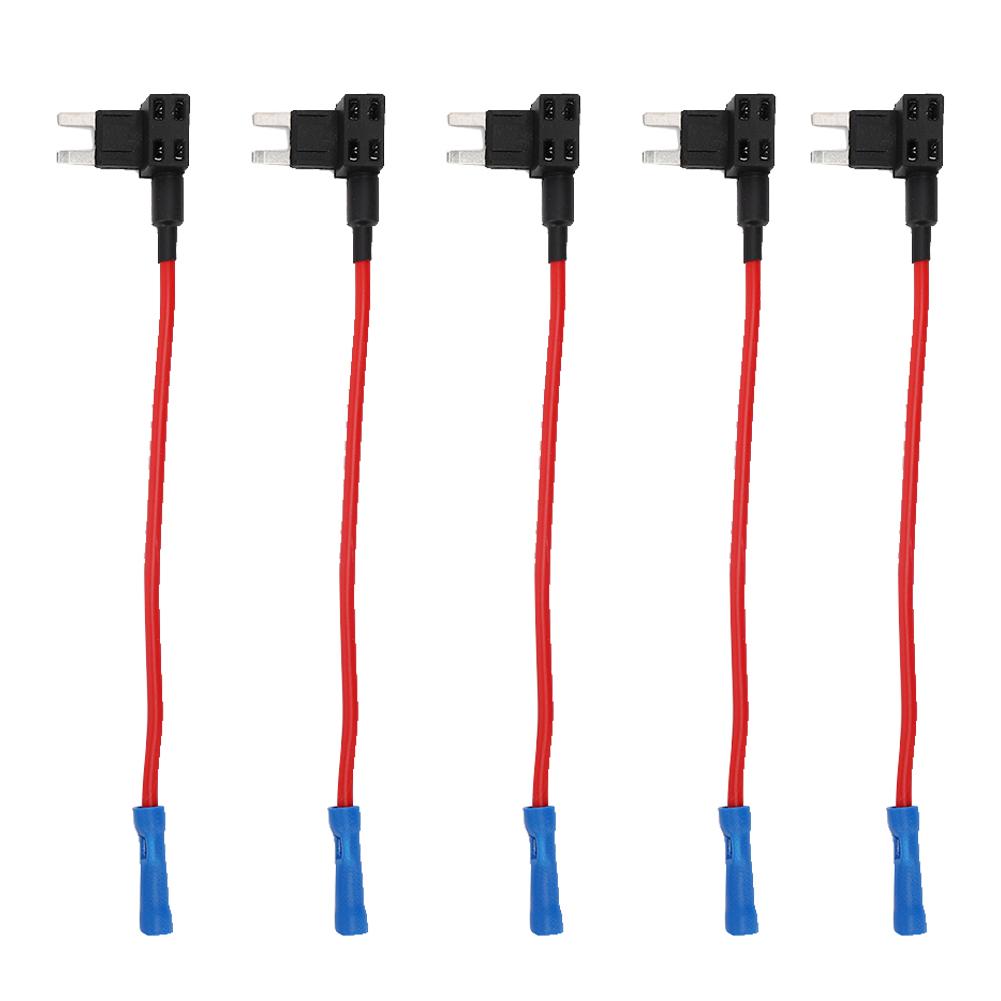 5Pcs Car Additional Circuit Mini Standard Blade Fuse Box Block Holder Blue Head