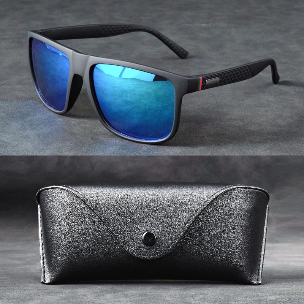 Latest High-quality Fashion Retro Square Unisex Polarized Sunglasses For Driving, Fishing, Traveling, With Glasses Case
