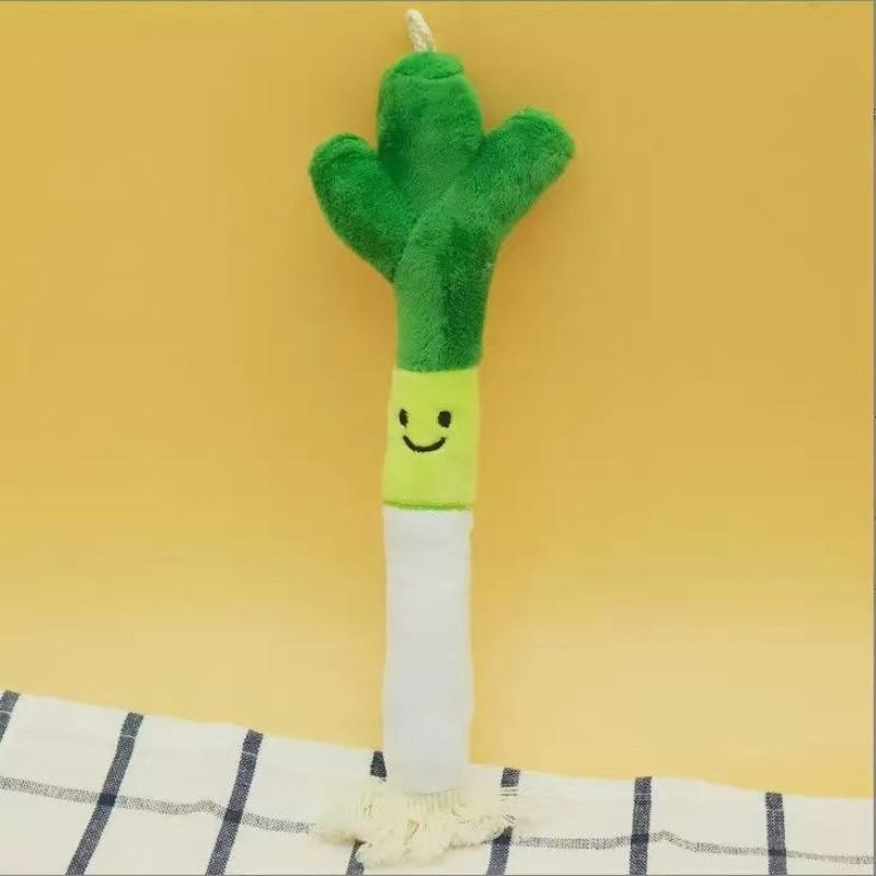 Interactive Training Cat Toy Simulated Scallion Fluffy Plush with Bell for Kitten Indoor Pet Toys Popular Cat Accessories