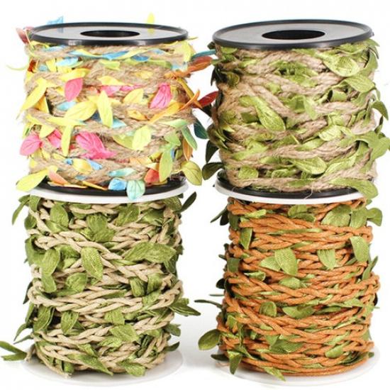 10m DIY Knit Hemp Rope Ribbon Cord 3D Leaf Woven Sold By The Roll for Hat Craft