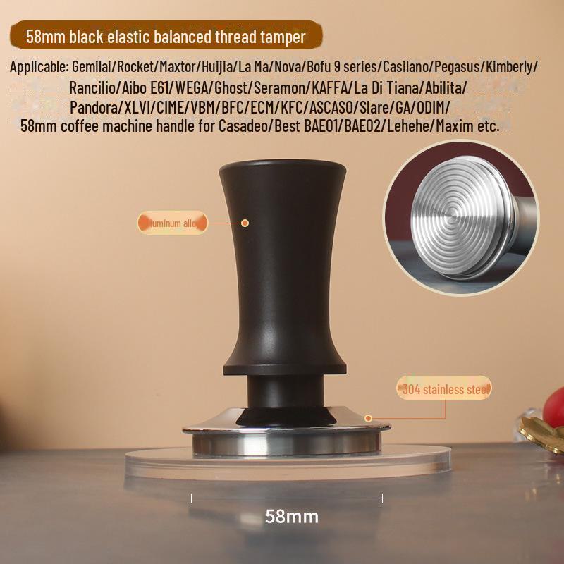 Balanserat elastiskt handtag Kaffe-tamper i rostfritt stål (51/53/58mm)