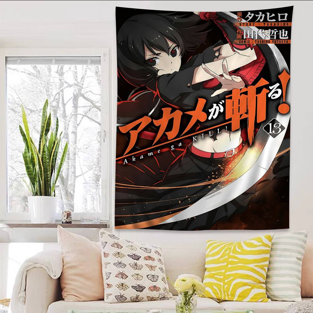 Japanese Anime Akame Ga KILL Anime Tapestry Hippie Flower Wall Carpets Dorm Decor Cheap Hippie Wall Hanging