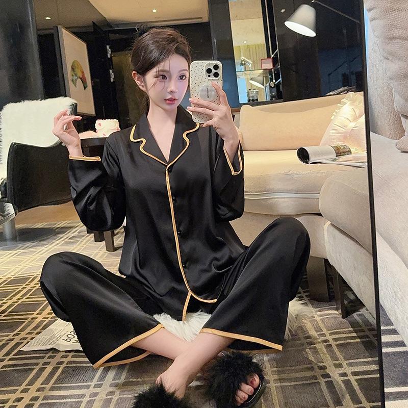 Factory goods 1011 autumn and winter new ice silk pajamas women's Douyin fashion cartoon Internet celebrity fashion loungewear suit