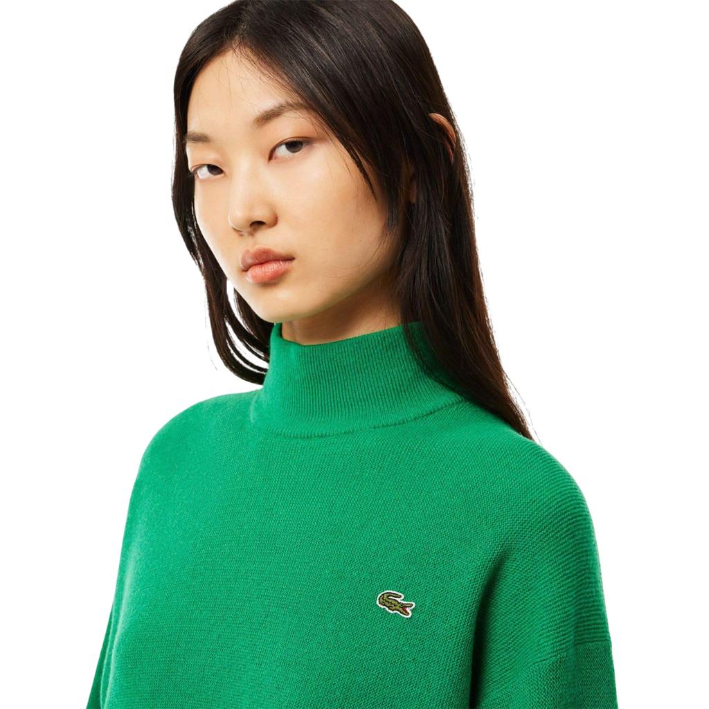 Lacoste Dámský/Dámský svetr s vysokým límcem z mykané vlny, volného střihu