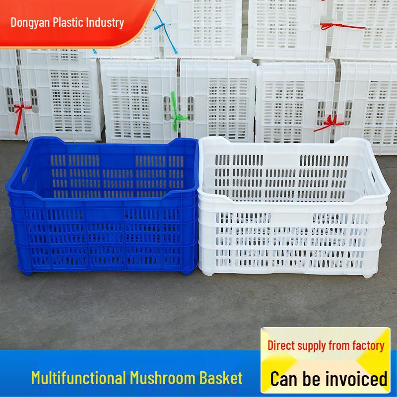 

Durable Plastic Mushroom Transport Basket - Breathable, Anti-pressure Crate for Fruits & Vegetables