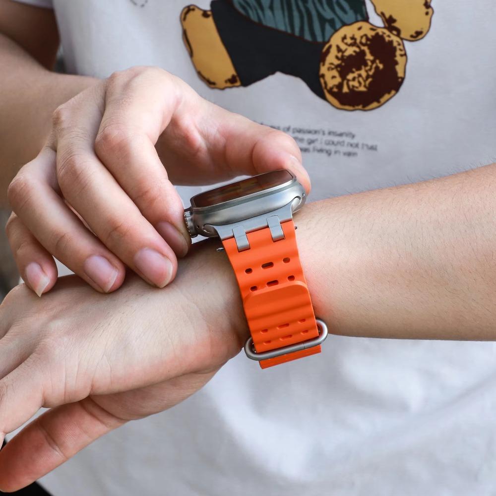 Ocean Silicone Sports Band for Apple Watch Ultra2 49mm Series 10 46mm Soft Loop Strap for Series 9 8 7 6 5 4 SE 45mm 44mm Correa