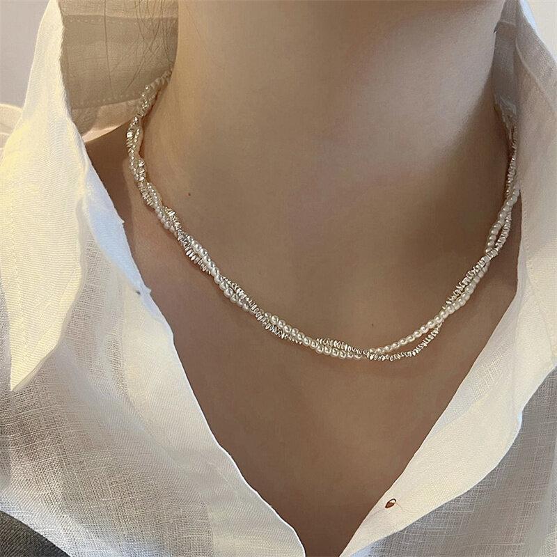 

Ожерелье с разбитым серебряным жемчугом, модное роскошное женское ожерелье INS, дизайн во французском стиле, вечерние ювелирные аксессуары, подарки