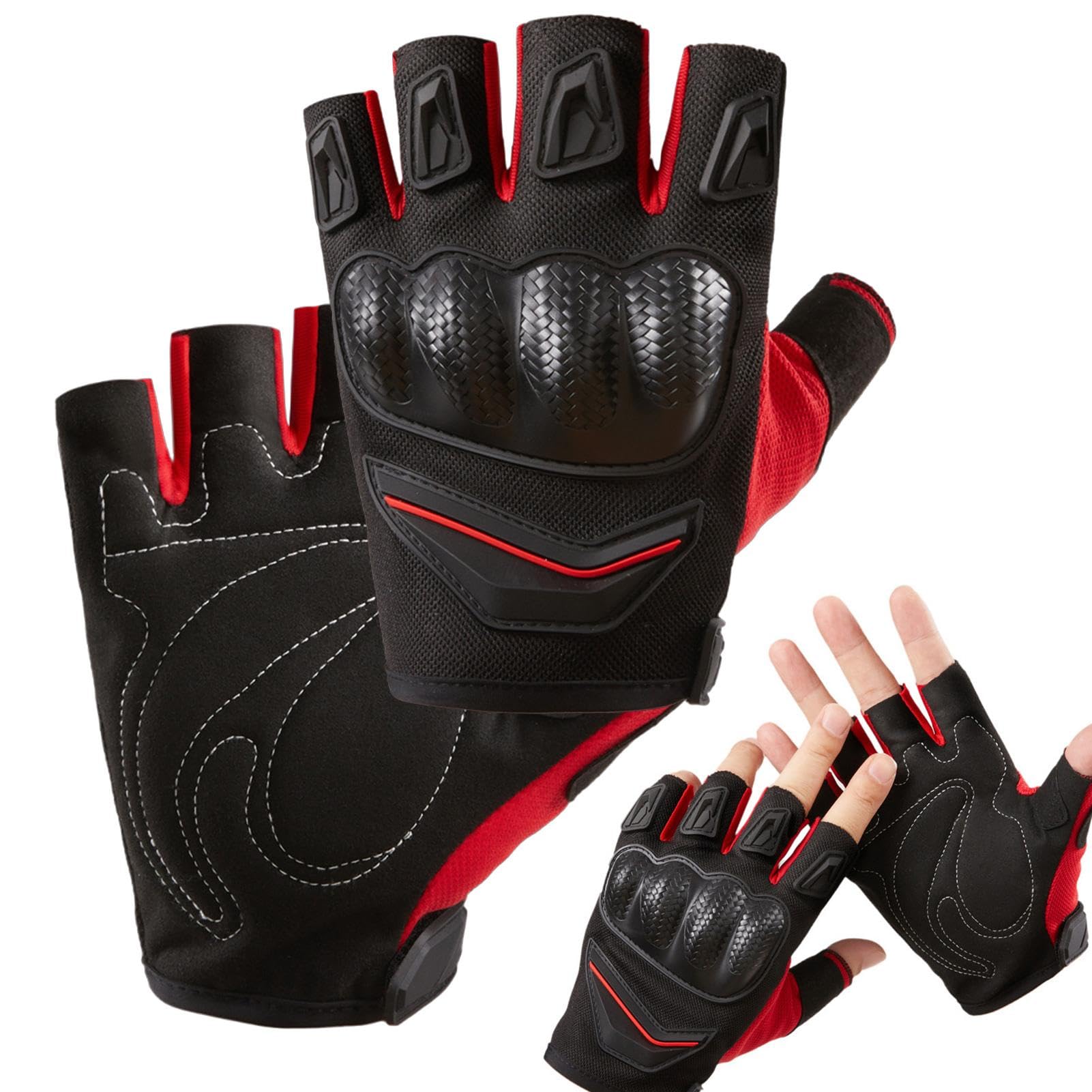 

Motorcycle Fingerless Gloves, Motorcycle Half Finger Riding Gloves - Protective Gloves for Bikes - Please refer to the description