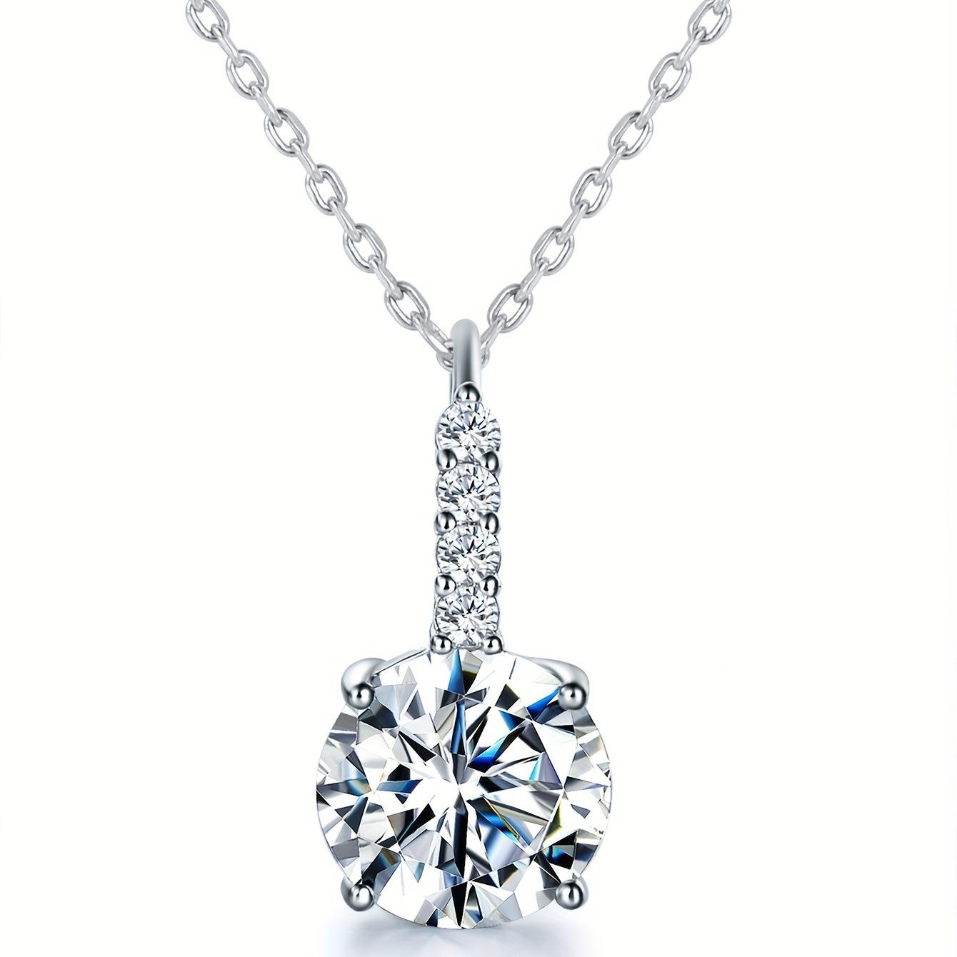 Pendant Necklace Four-claw Round Clavicle Chain Square Zirconium Copper Gold Plated Jewelry Women s Gold Necklace Pendant