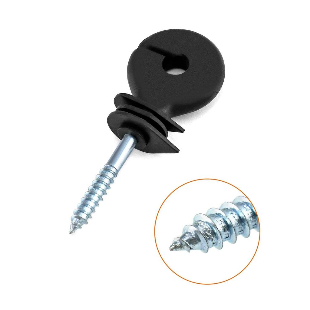 Electric Fencing Ring Insulators, Wire Mesh Ring Insulator, Wooden Post Insulator Screw-in, for Ropes, Wires and Strands.