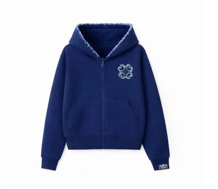Casual Velvet Men's Print Zipper Sweater High Street Hip Hop Rap Street American Men's and Women's Coat Sweater