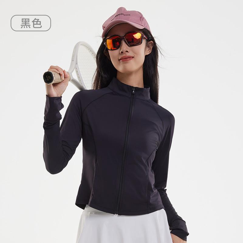 Sunscreen clothes women's summer cool slim stand-up collar UV protection women's yoga jacket breathable long-sleeved original yarn sunscreen clothes